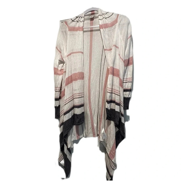 Rachel Zoe Women's Large Pink and Gray Striped Lightweight Cardigan - Picture 6 of 8